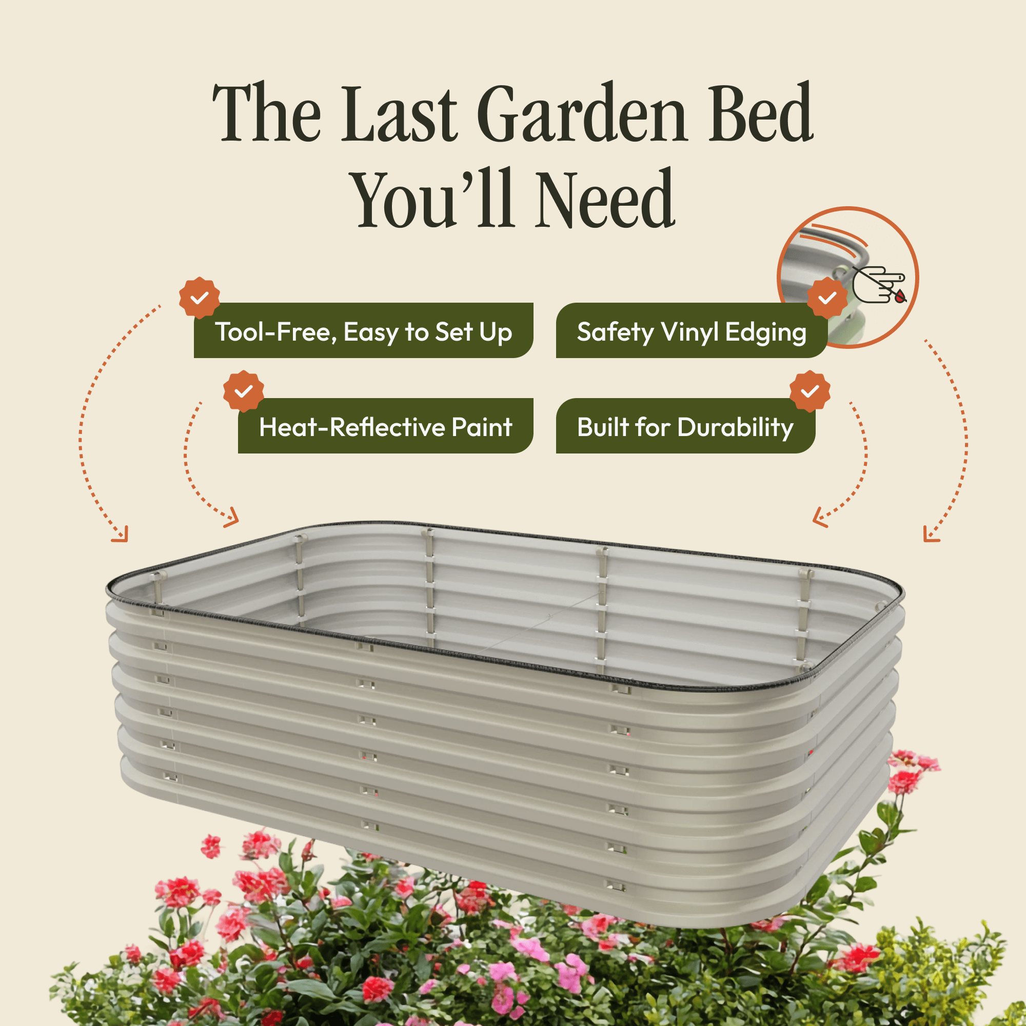 17" Tall 6-in-1 Premium Metal Raised Garden Bed – No Tools Needed
