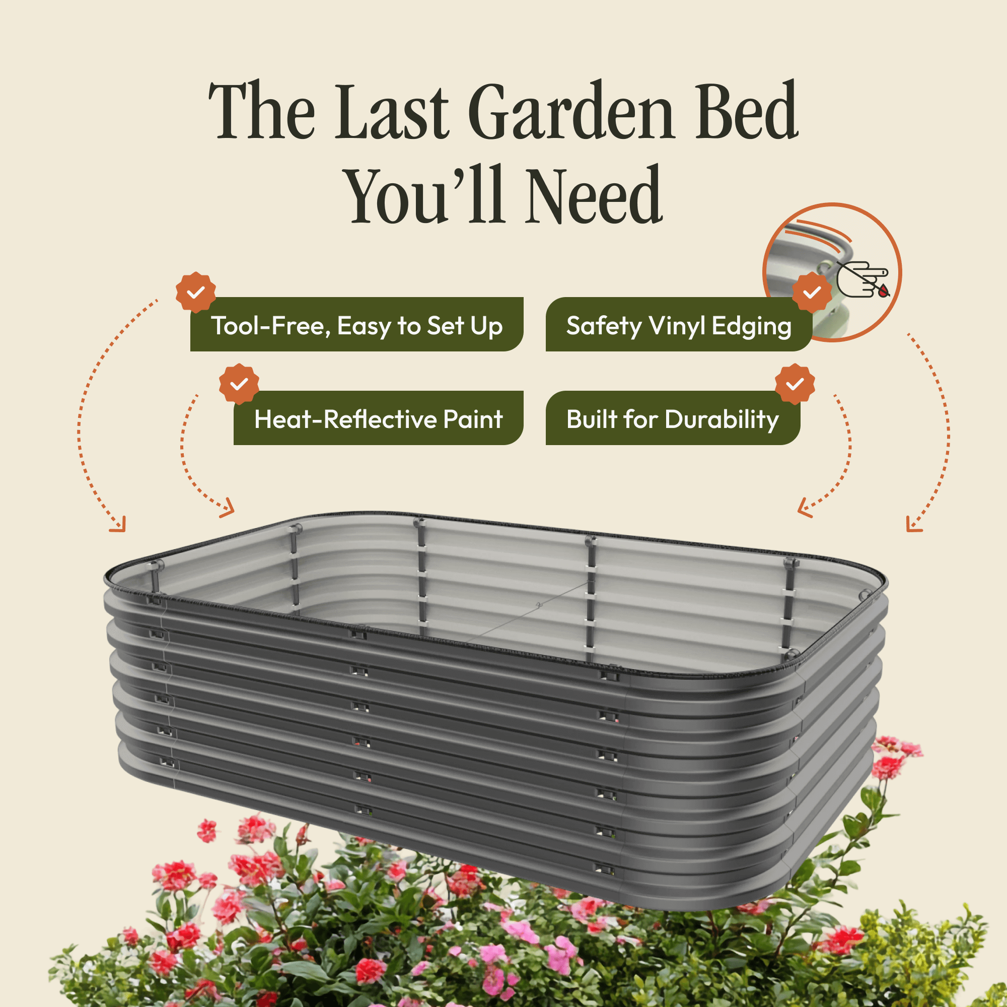 17" Tall 6-in-1 Premium Metal Raised Garden Bed – No Tools Needed