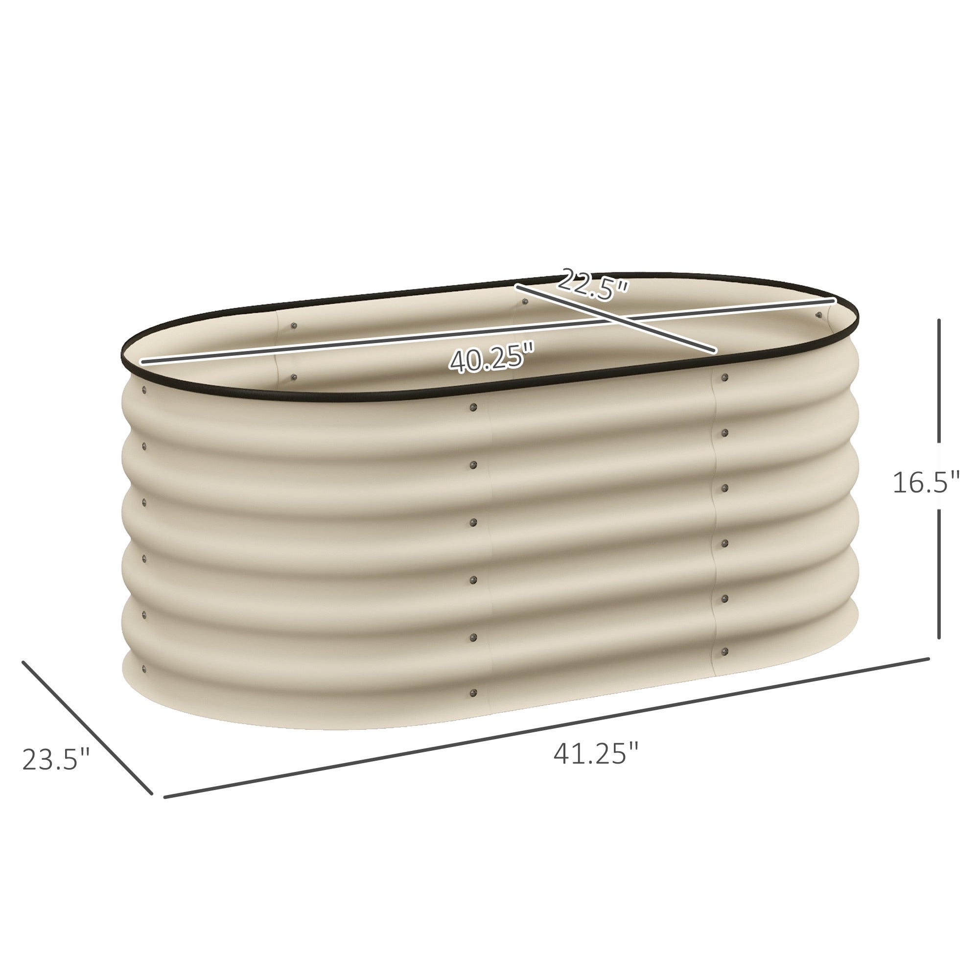 Galvanized Raised Garden Bed Kit – 3.5'x2'x1.4' Elevated Planter, Cream