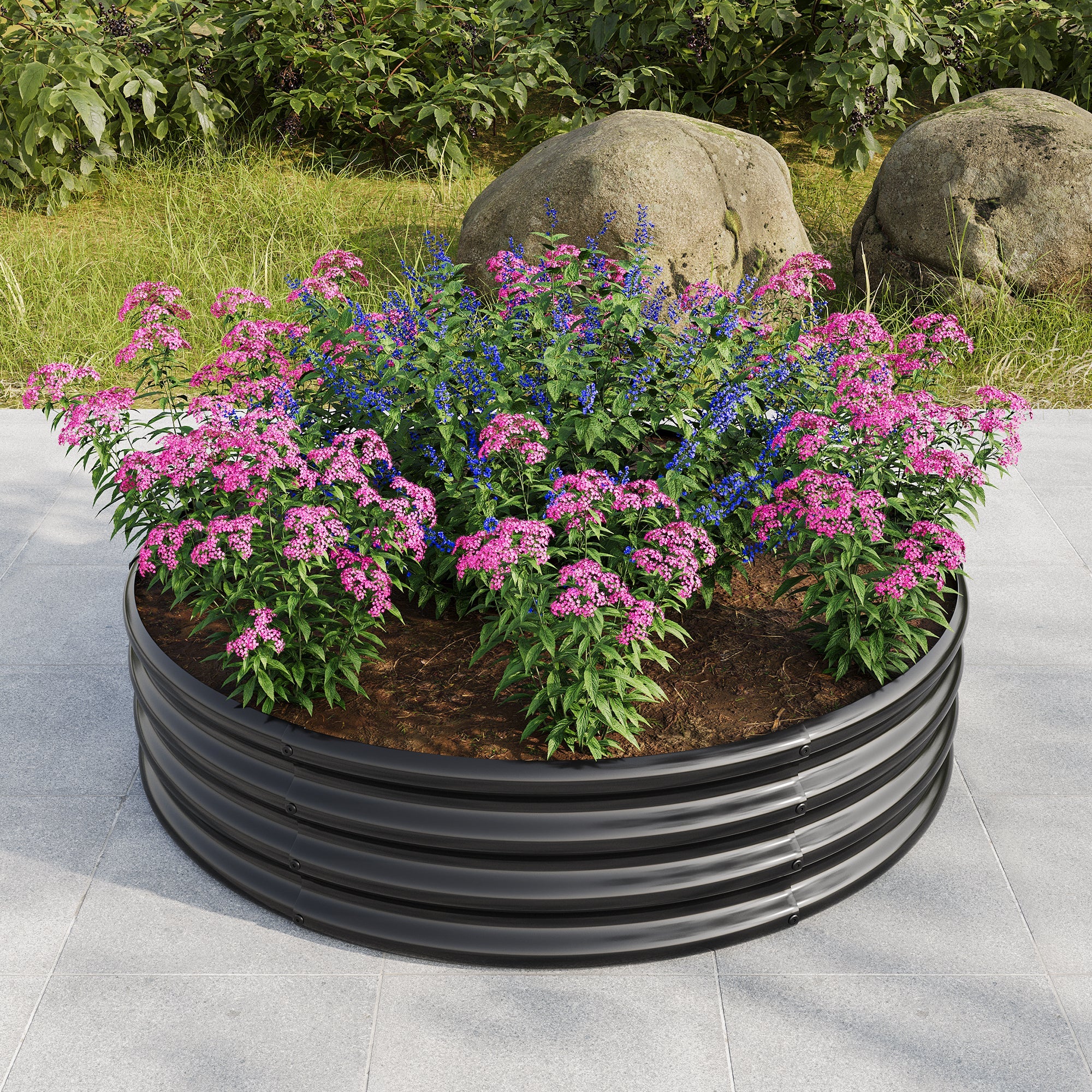 2-Pack Durable Galvanized Metal Planter Boxes
