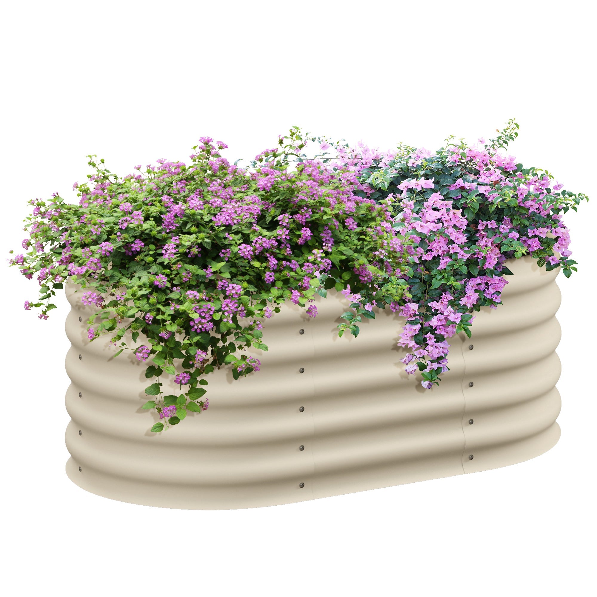 Galvanized Raised Garden Bed Kit – 3.5'x2'x1.4' Elevated Planter, Cream
