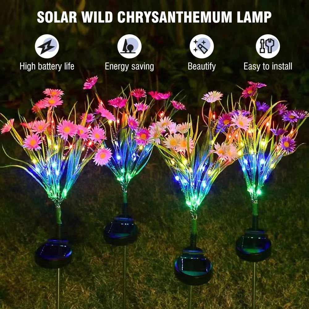 Solar LED Flower Stake Lights – Waterproof Outdoor Garden & Patio Decor