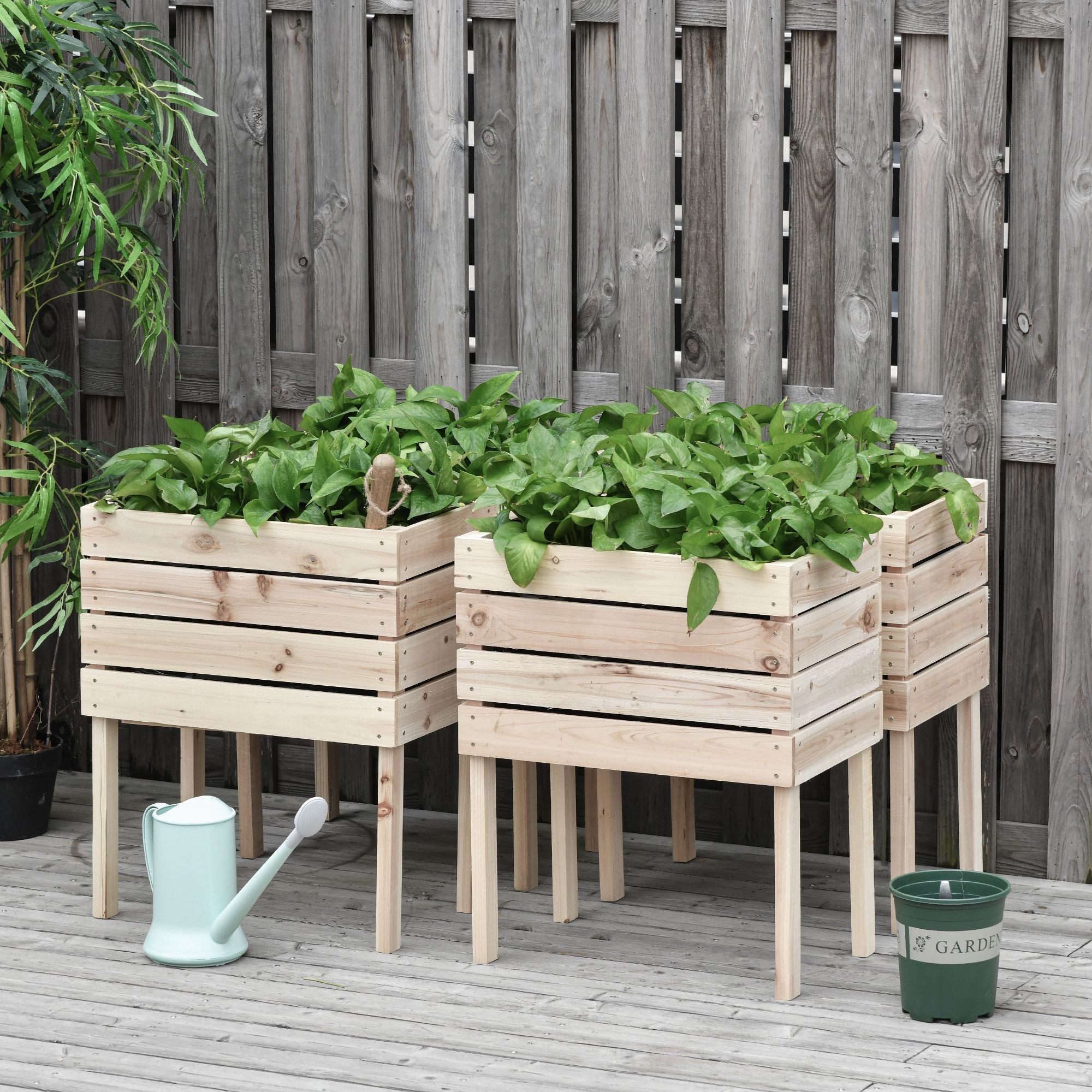 4-Pack Wooden Raised Garden Bed Kit – DIY Planter Boxes with Liner