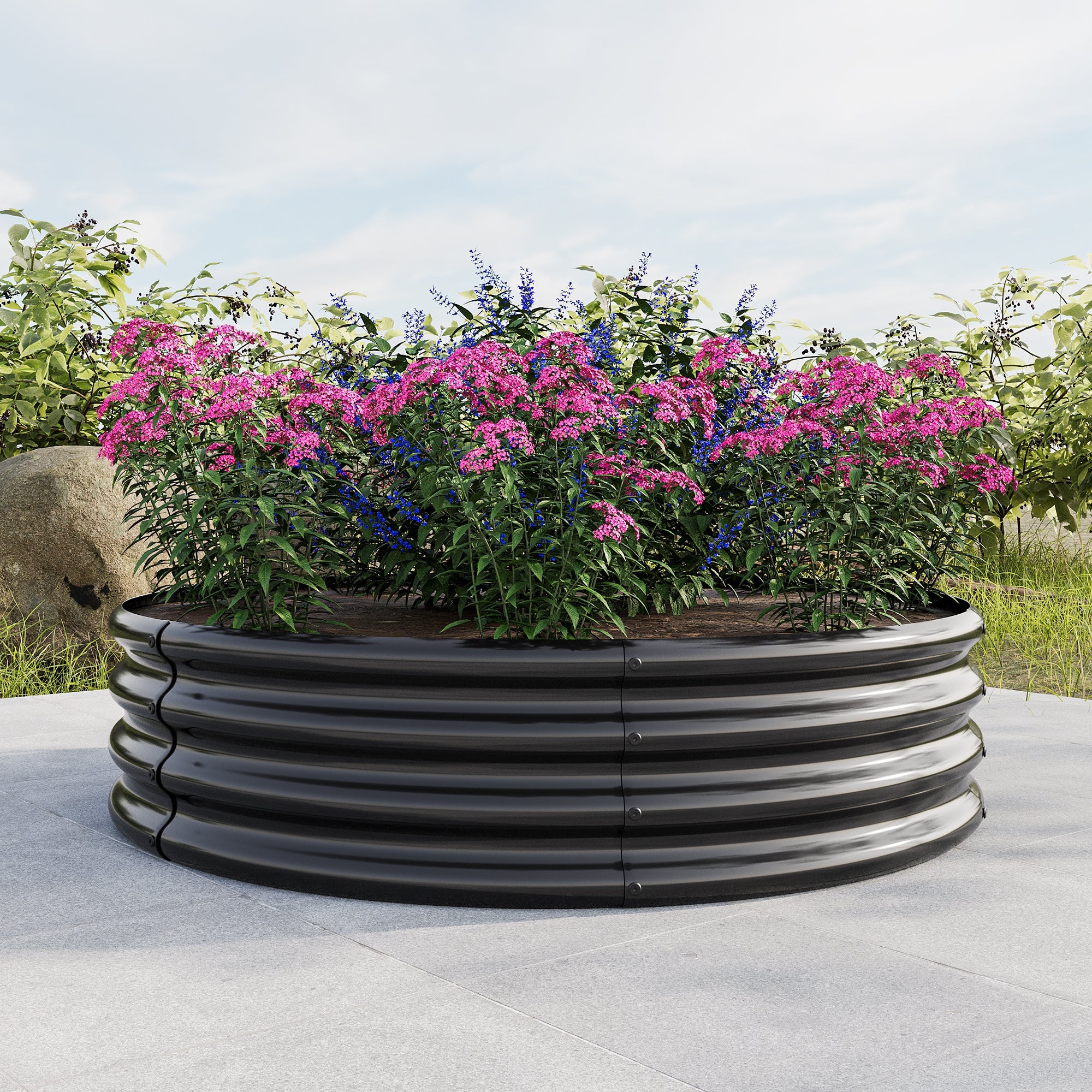 2-Pack Durable Galvanized Metal Planter Boxes