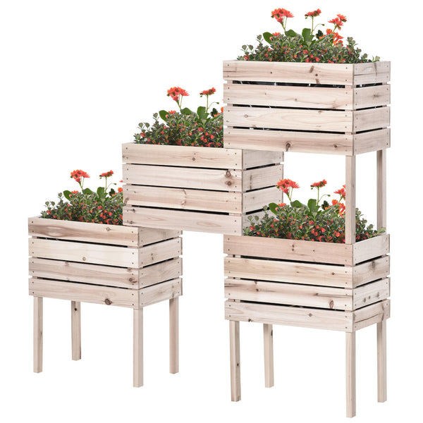 4-Pack Wooden Raised Garden Bed Kit – DIY Planter Boxes with Liner
