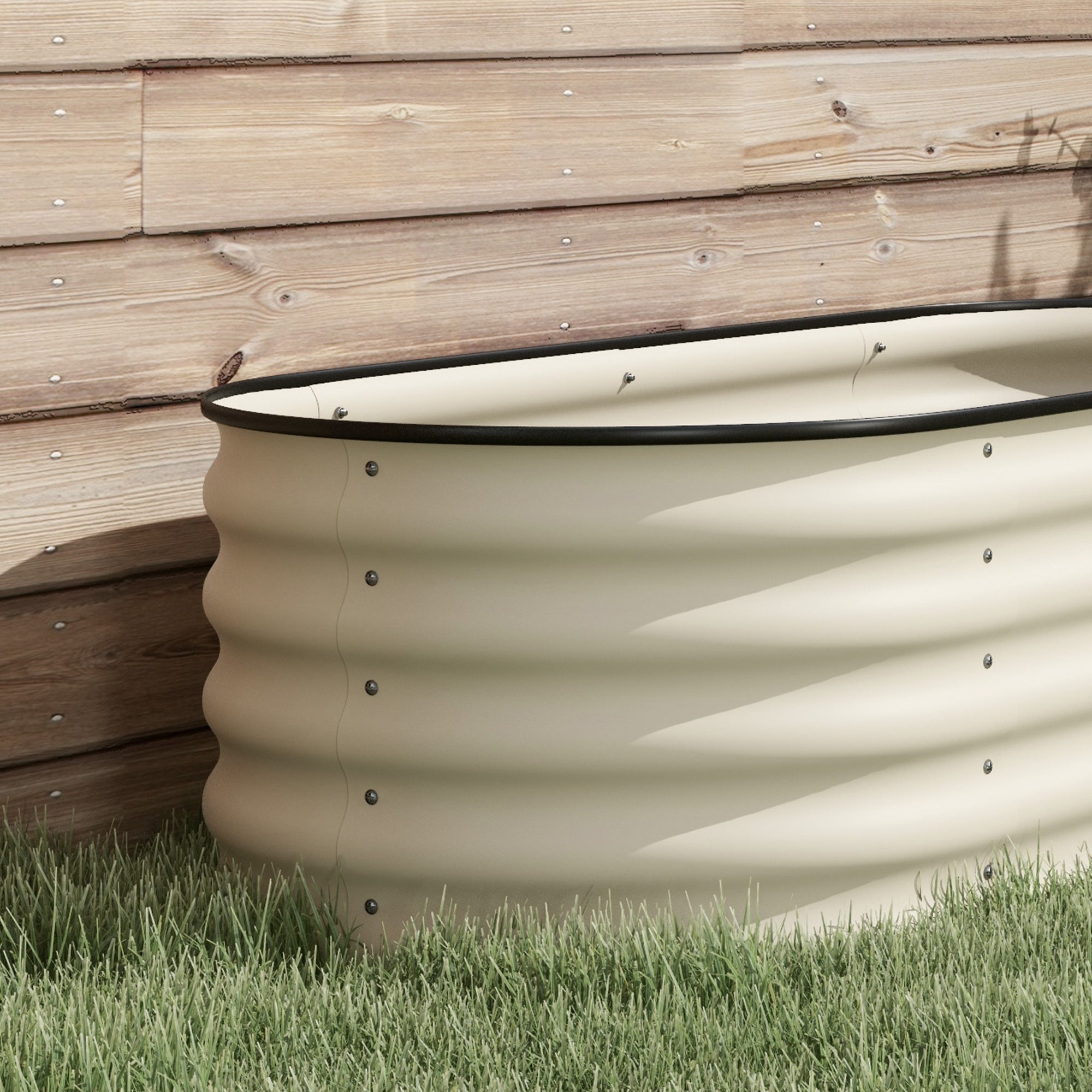 Galvanized Raised Garden Bed Kit – 3.5'x2'x1.4' Elevated Planter, Cream