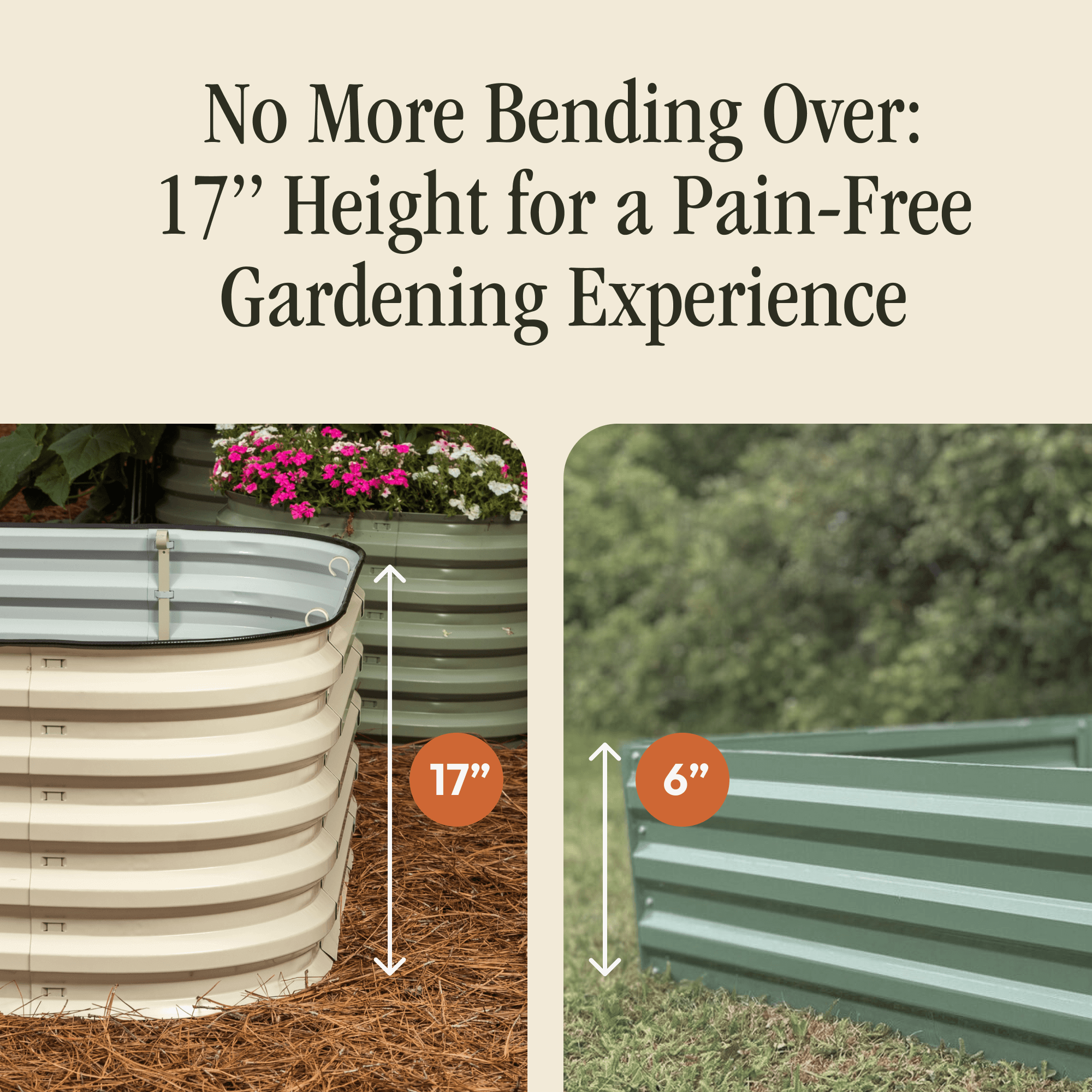 17" Tall 6-in-1 Premium Metal Raised Garden Bed – No Tools Needed