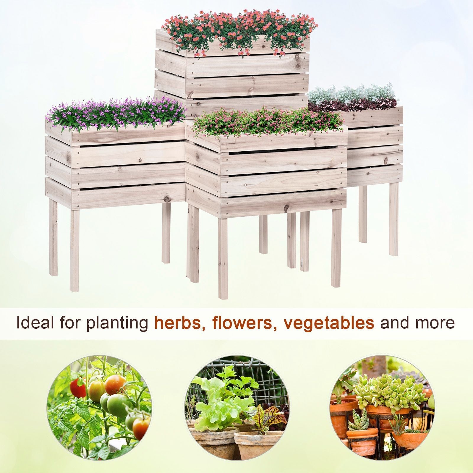 4-Pack Wooden Raised Garden Bed Kit – DIY Planter Boxes with Liner