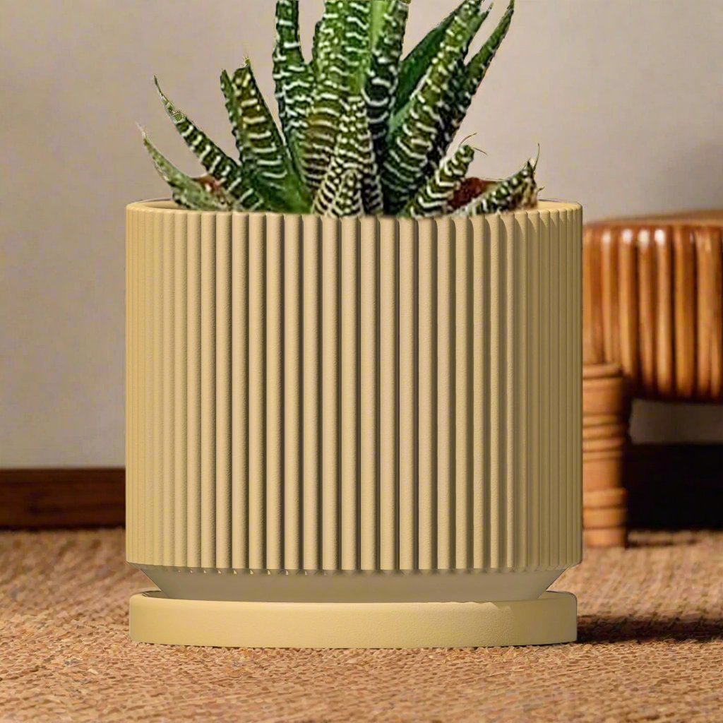 Mid-Century Ribbed Planter