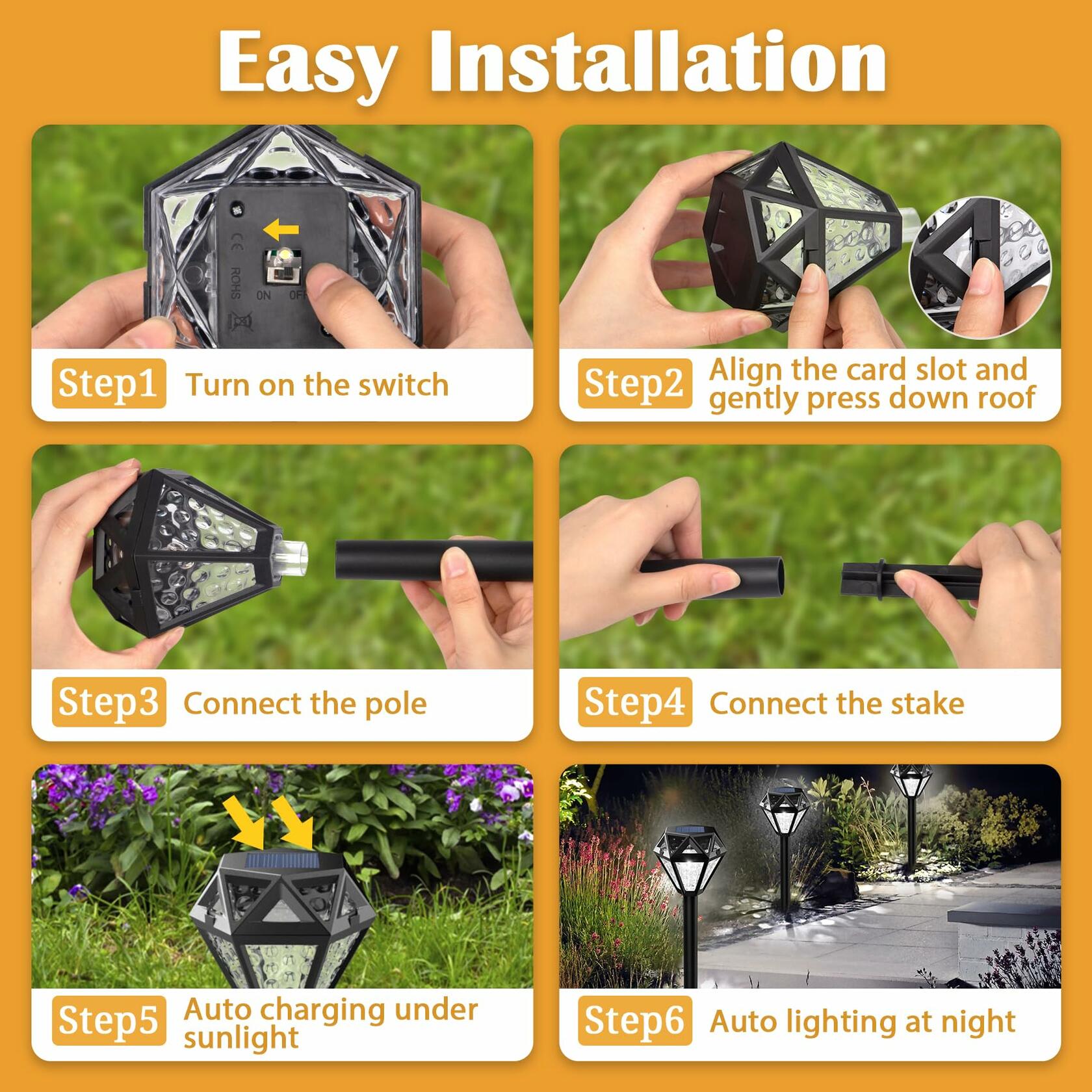 Ouddy Solar LED Garden Lights 4-Pack